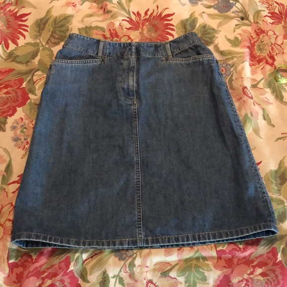 Vintage TALBOTS Size 6 petite Denim 100% Cotton Flat front 2 Pockets Skirt NEW - Picture 11 of 16